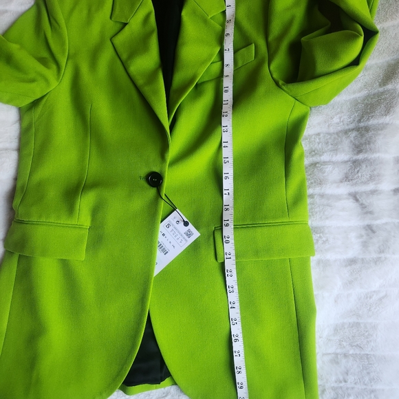 ZARA set co-ord Oversized Blazer sz S + skort sz XL Lime Green. NO SEPARATION. - Picture 5 of 10